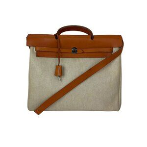 Hermes Toile Vache Herbag 39 MM Natural Shoulder Hand Bag